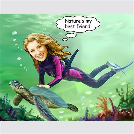 Seabed Swimming Caricature from Photo - myDaVinci